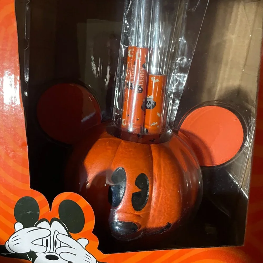 Mickey Pumpkin Makeup Brushes and Holder